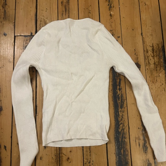 Women's Cream Ribbed Top - Picture 2 of 2
